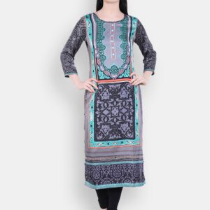 Indian Ink Women Grey  Black Printed Straight Kurta