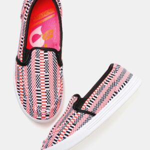 Kook N Keech Women Orange Woven Slip-On Sneakers