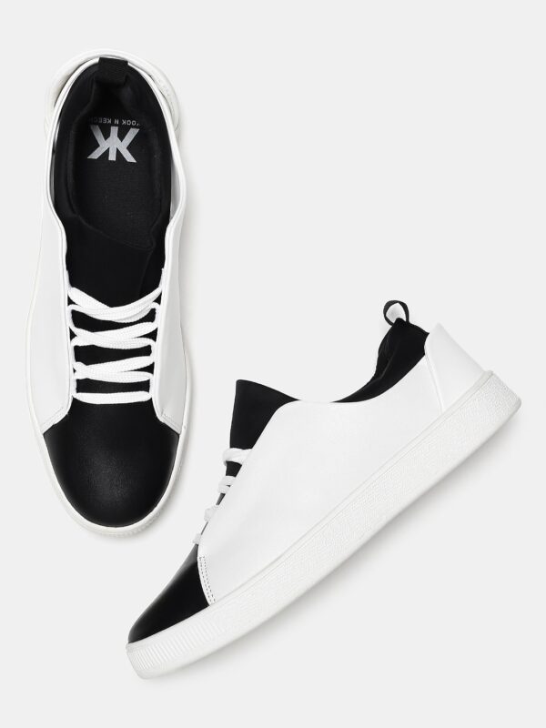 Kook N Keech Women Black  White Colourblocked Sneakers