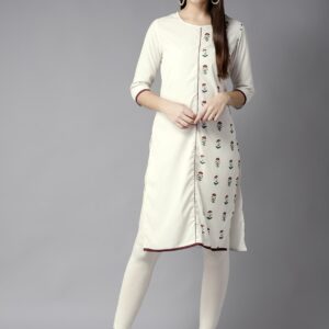 Moda Rapido Women White Printed Straight Kurta