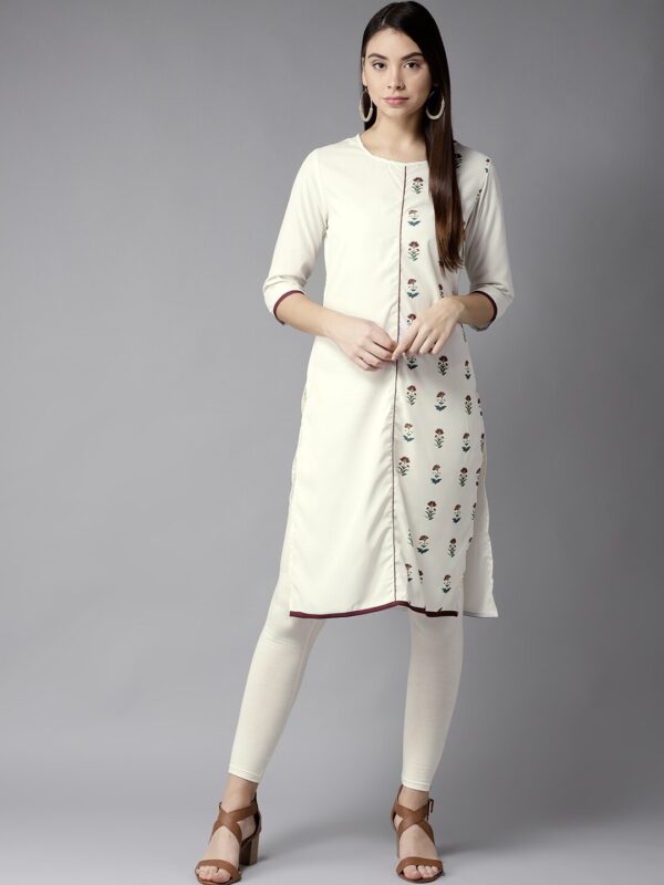 Moda Rapido Women White Printed Straight Kurta