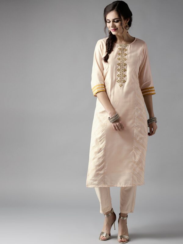 Moda Rapido Women Beige Solid Straight Kurta