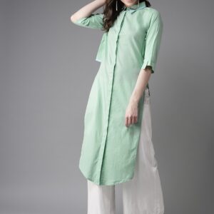 Moda Rapido Women Green Solid Straight Pathani Kurta