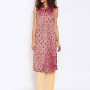 Mother Earth Women Pink  Gold-Toned Brocade Kurta