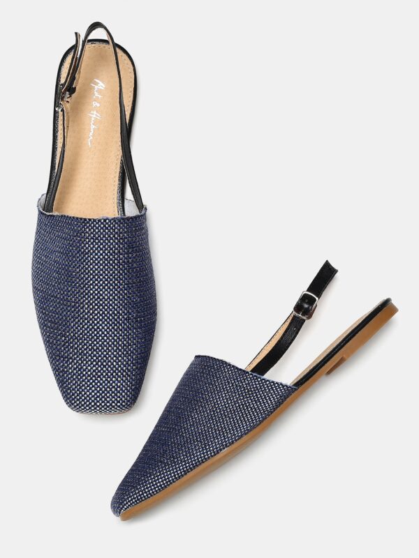 Mast  Harbour Women Navy Blue Solid Mules