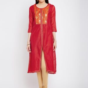 RANGMANCH BY PANTALOONS Women Red Printed Straight Kurta