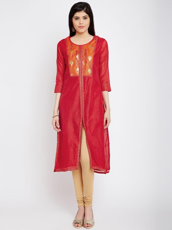 RANGMANCH BY PANTALOONS Women Red Printed Straight Kurta