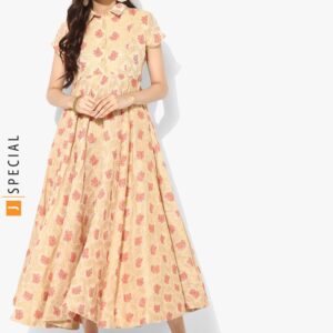 Sangria Brocade Chanderi Shirt Collar Circular Anarkali With Short Sleeves