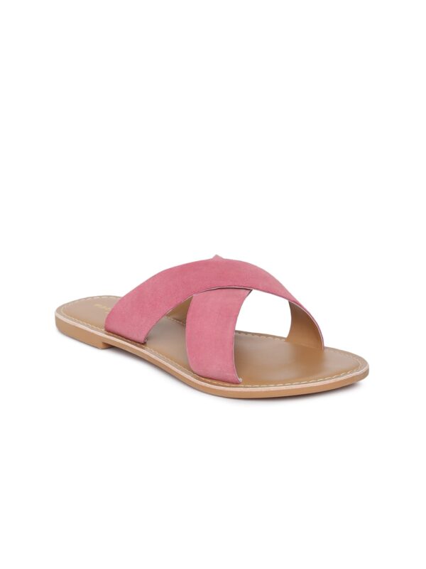 Steve Madden Women Pink Solid Suede Open Toe Flats