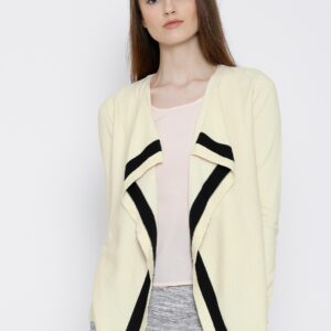 Wills Lifestyle Cream-Coloured Shrug with Striped Detail