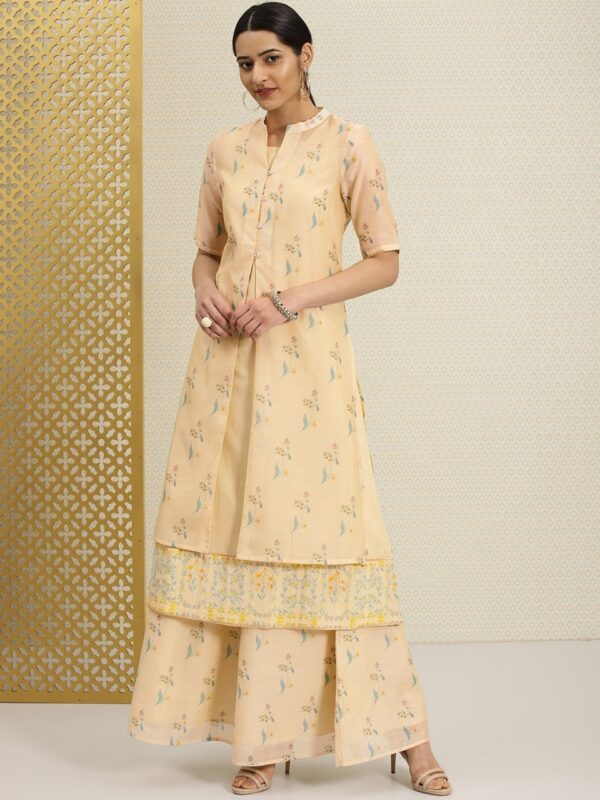 House of Pataudi Women Floral Printed Double Layered A-Line Kurta