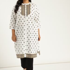 Sztori Plus Size Women Printed Straight Kurta