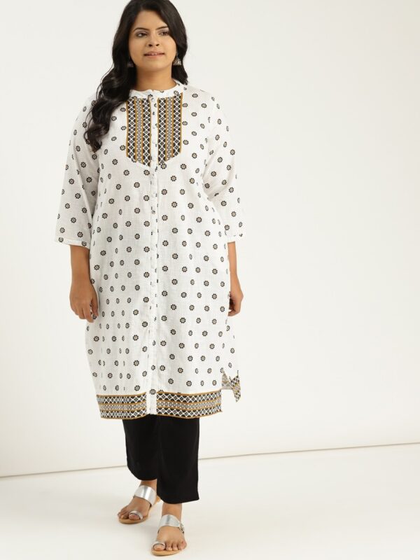 Sztori Plus Size Women Printed Straight Kurta