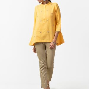 Fabindia Women Embroidered A-Line Pure Cotton Kurti