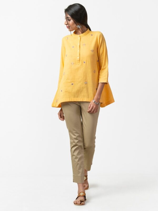 Fabindia Women Embroidered A-Line Pure Cotton Kurti