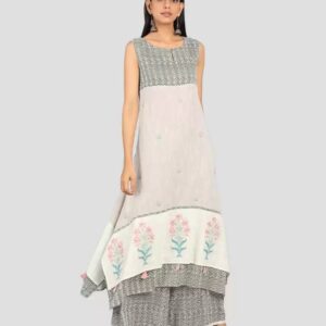 W  Women Printed Cotton Blend Asymmetric Kurta