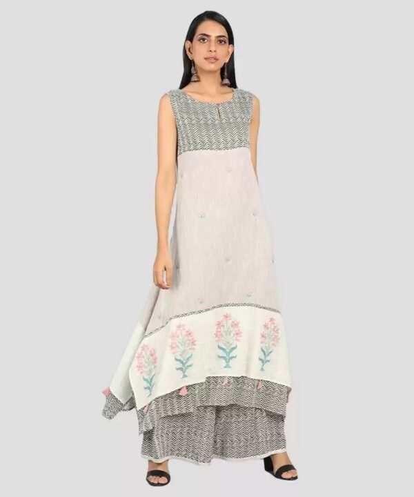 W  Women Printed Cotton Blend Asymmetric Kurta