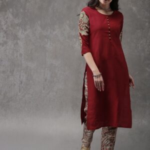 Anouk Women Solid Straight Kurta