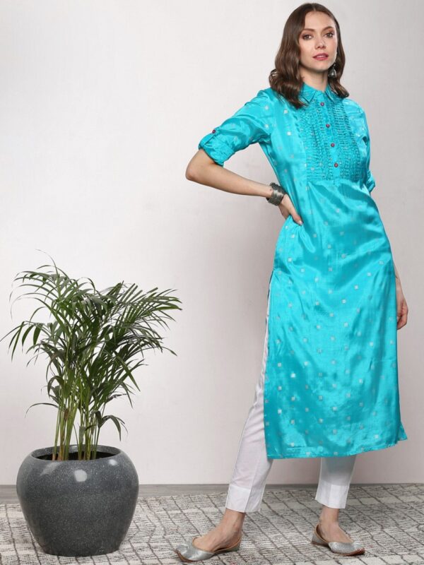 Sangria Women Woven Design Straight Kurta