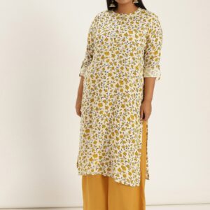 Sztori Plus Size Women Printed Kurta with Palazzos