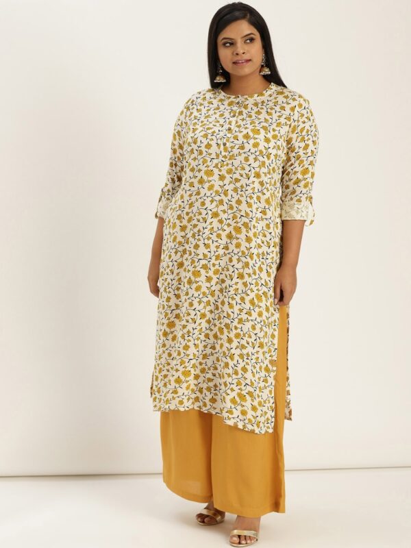 Sztori Plus Size Women Printed Kurta with Palazzos