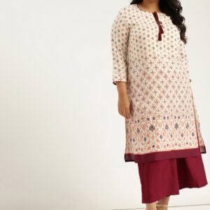 Sztori Plus Size Women Printed Kurta with Palazzos