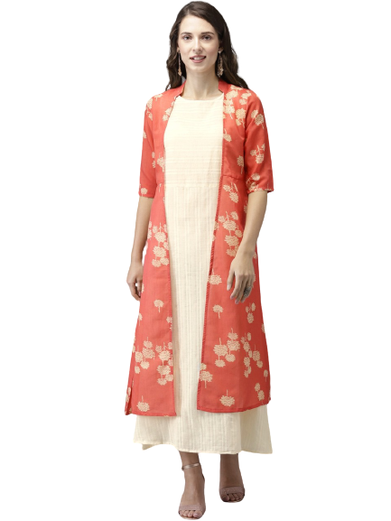 Anouk Women Printed Layered A-Line Kurta