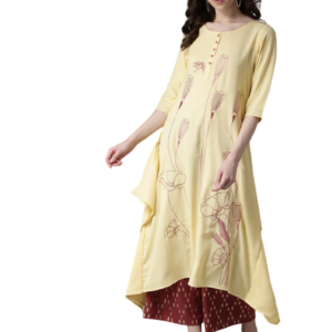 Moda Rapido Women Embroidered Asymmetric A-Line Kurta