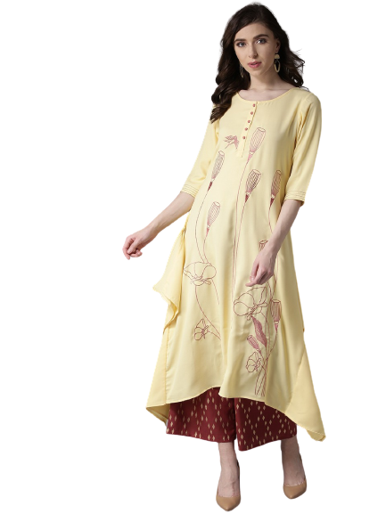 Moda Rapido Women Embroidered Asymmetric A-Line Kurta