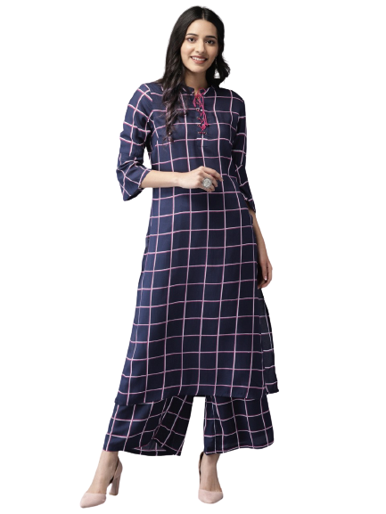 Anouk Women Checked Kurta with Palazzos