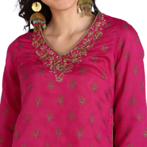 BIBA  Women Printed, Embroidered Cotton Blend Flared Kurta