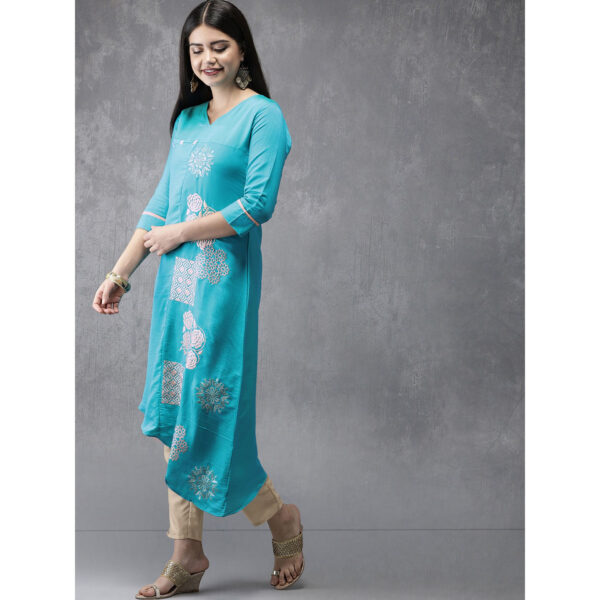 Anouk Women Turquoise Embroidered Kurta with Trouser