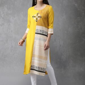 Anouk Women Printed Straight Kurta