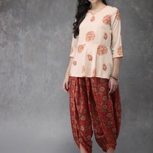 Anouk Women Printed Kurti with Dhoti Pants