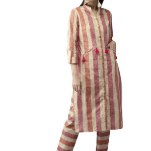 Anouk Women Striped Kurta with Trousers