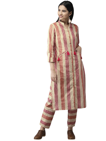 Anouk Women Striped Kurta with Trousers