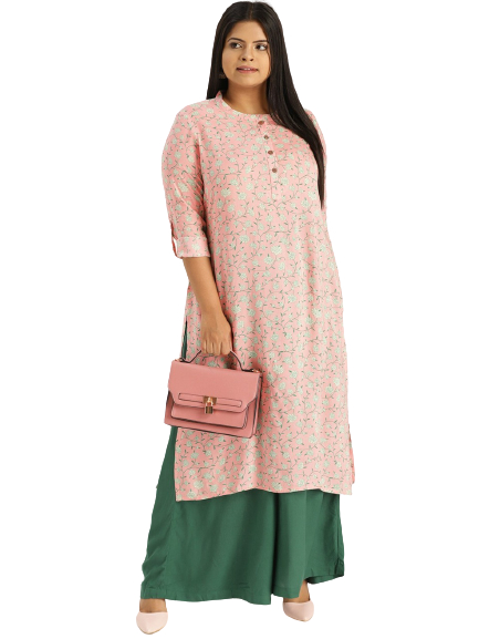 Sztori Plus Size Women Printed Kurta with Palazzo