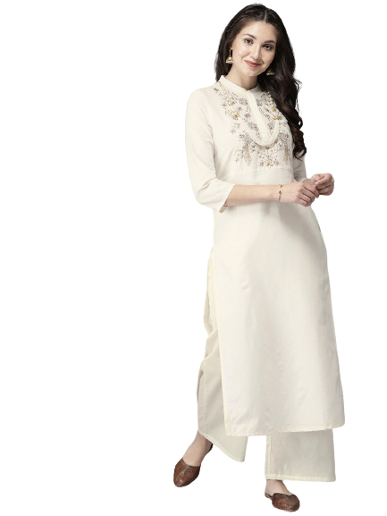 Anouk Women Embroidered Kurta with Palazzos