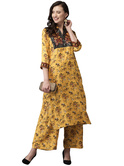 Anouk Women Printed & Embellished Kurta With Palazzos