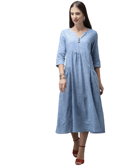 Anouk Women Checked A-Line Kurta