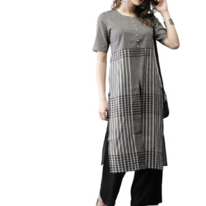 Anouk Women Checked Straight Kurta