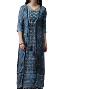 Anouk Women Blue Printed A-Line Kurta