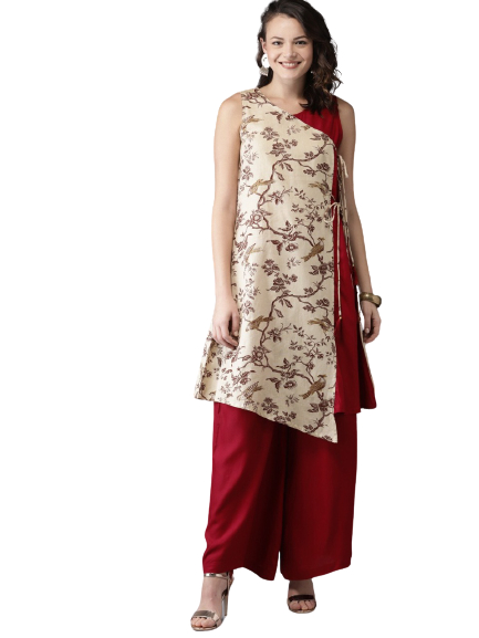 Anouk Women Printed Kurta with Palazzos