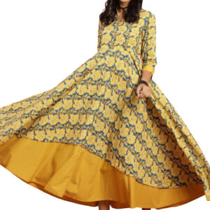 Taavi Women Print A-Line Flared Ankle Length Sustainable Kurta