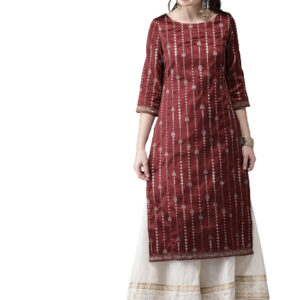 Anouk Women Woven Design Straight Kurta