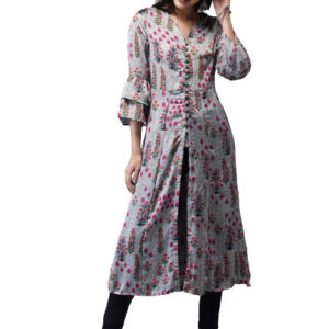 Anouk Women Floral Printed A-Line Fusion Kurta