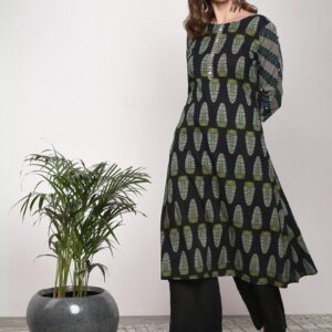 Sangria Women Indie Handblock Printed Kurta with Palazzos