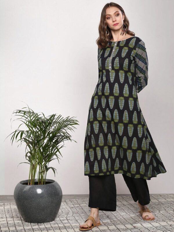 Sangria Women Indie Handblock Printed Kurta with Palazzos