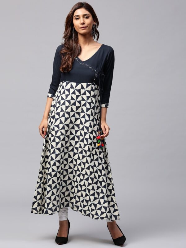 Jaipur Kurti Women Printed Angrakha Style A-Line Kurta