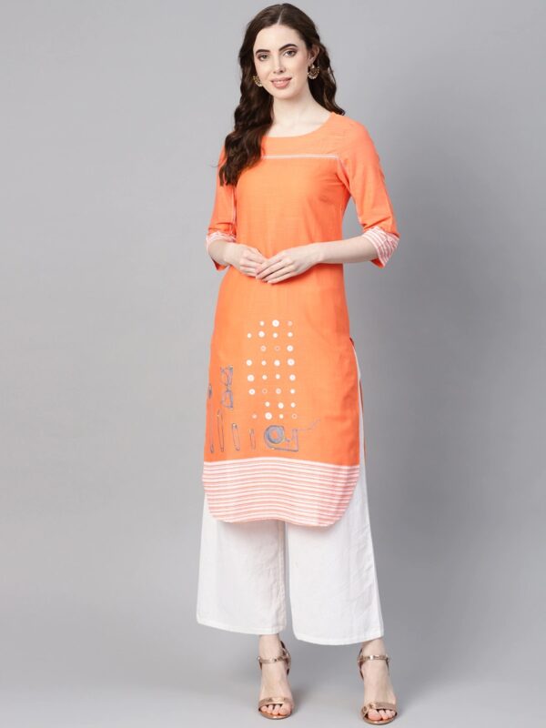 W Women Quirky Print Straight Kurta